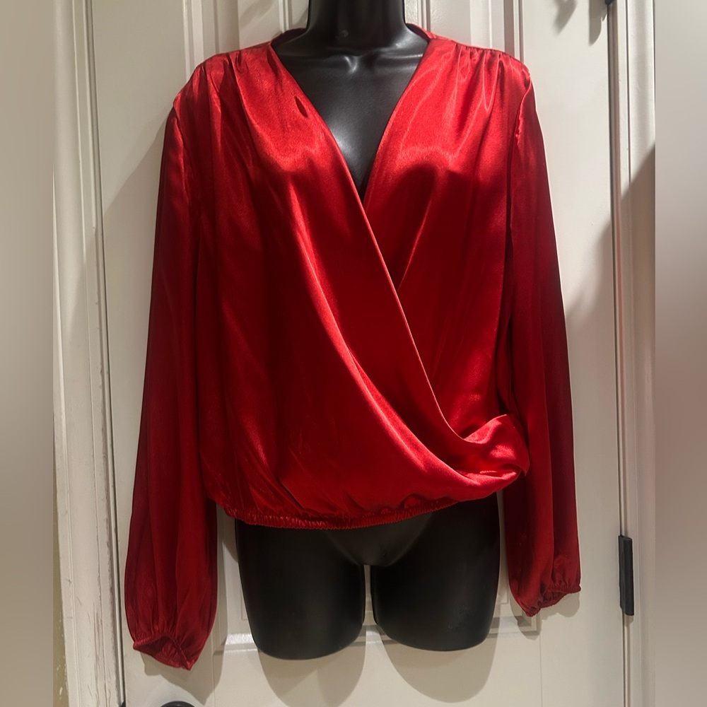 Express Red Long Sleeve Blouse